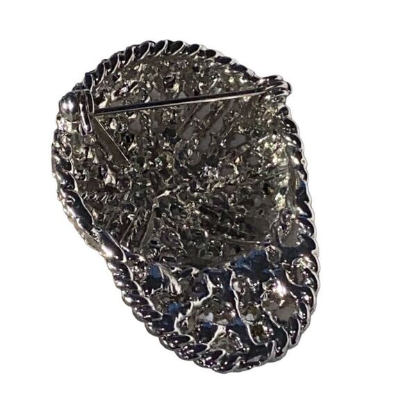 Vintage Rhinestone EUC Jockey Riding Helmut Equestrian Silver/ Platinum Tone Bro - Picture 5 of 6